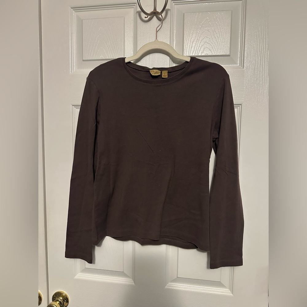 Caslon Brown Long Sleeve Top